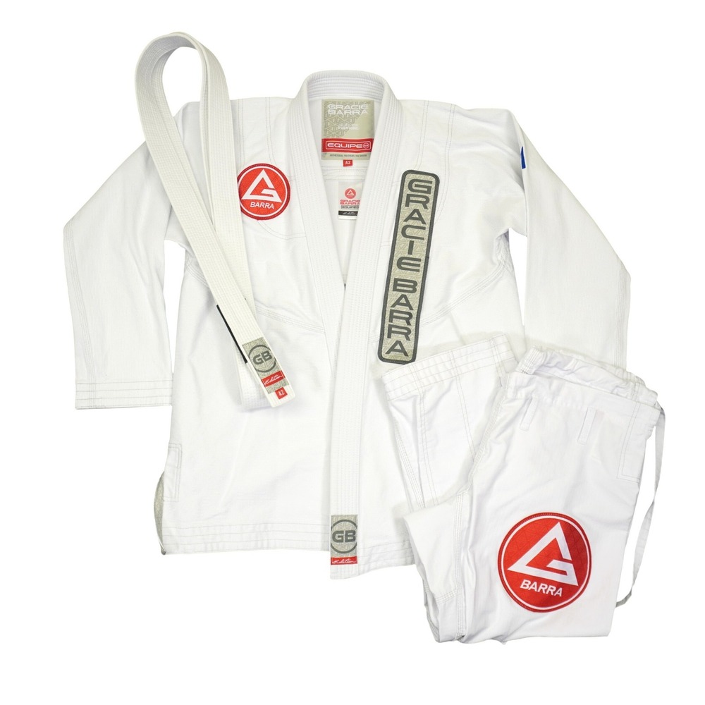 Gracie Barra BJJ Gi Kimono Men A2 White GB1 V2 Edition With Belt Set CLEAN